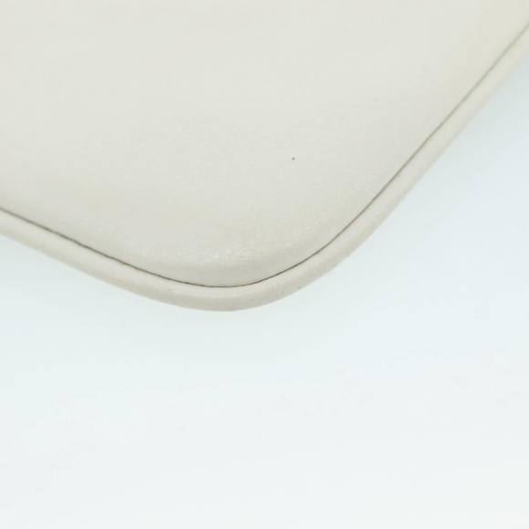 BALENCIAGA Pouch Leather White Silver 551992 Auth bs21014